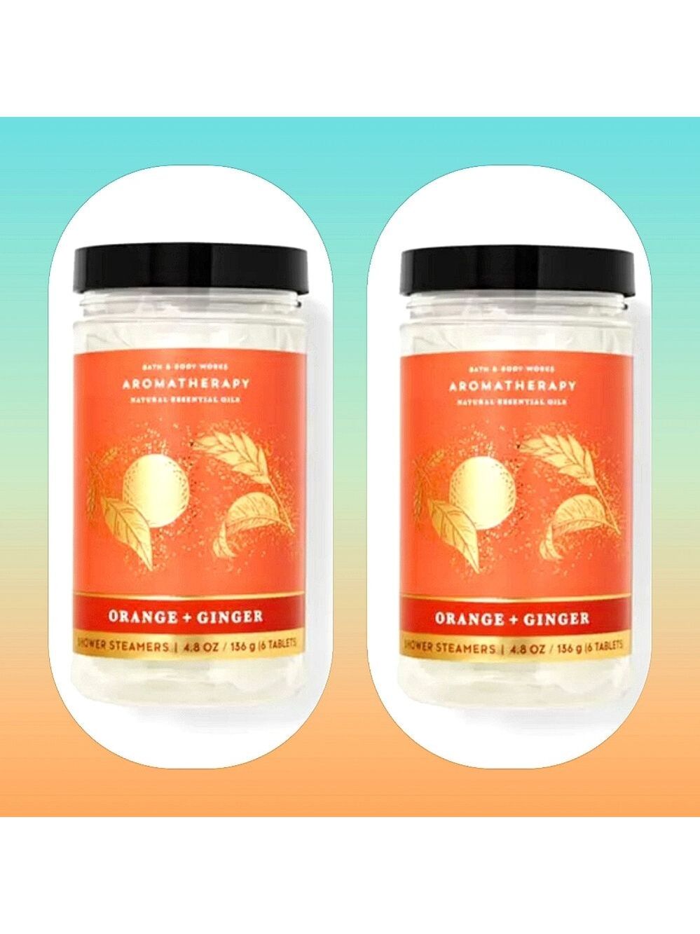 💥TWO (2) "ENERGY" ORANGE GINGER AROMATHERAPY SHOWER STEAMERS, 6-PIECES 4.8OZ EA
